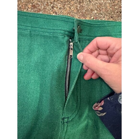 Megan Renee Womens Kelly Green Denim Casual Mini Skirt Size L Pockets Zip - Picture 4 of 9